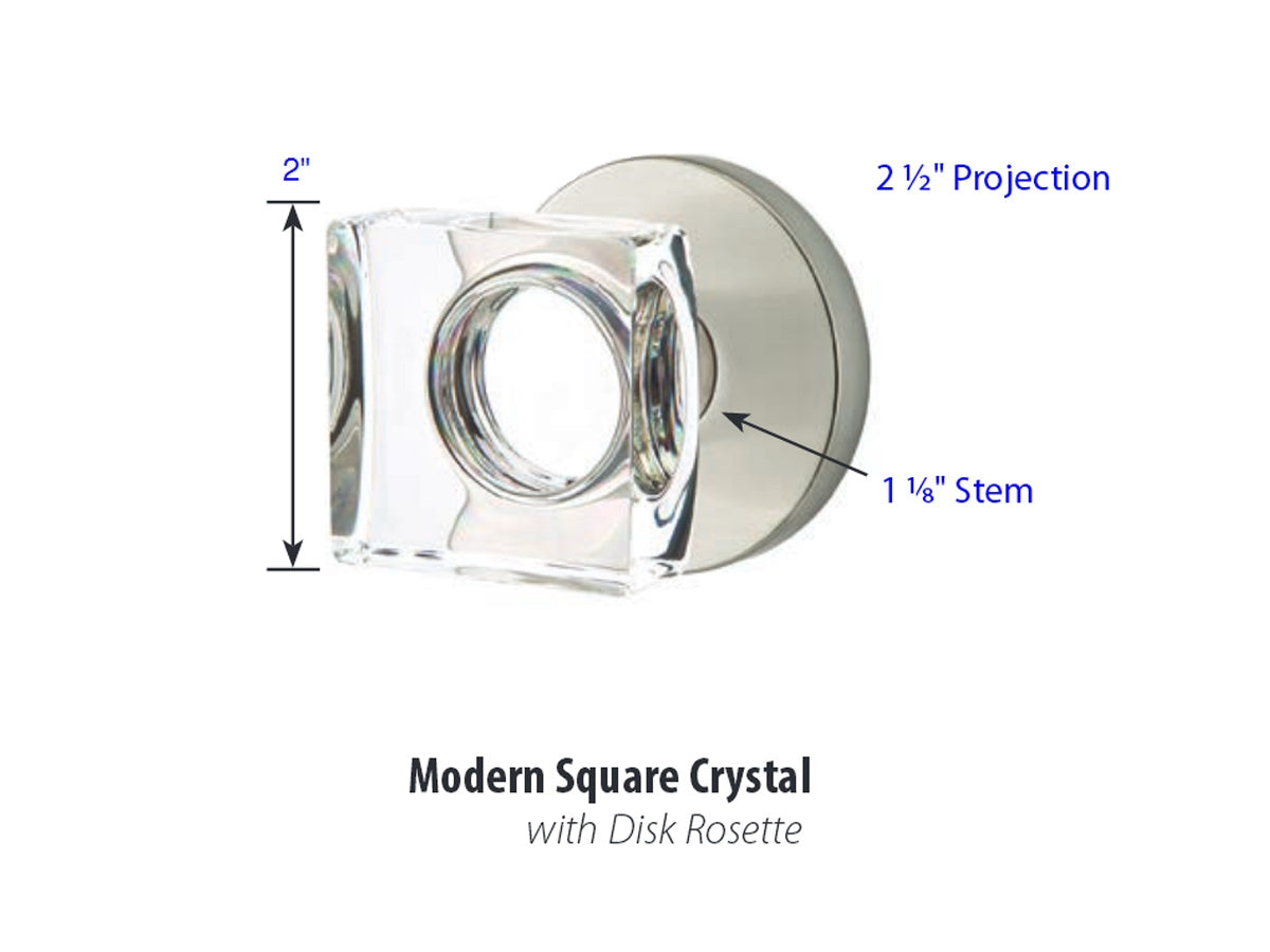Emtek Modern Square Crystal Knob - Dimensions