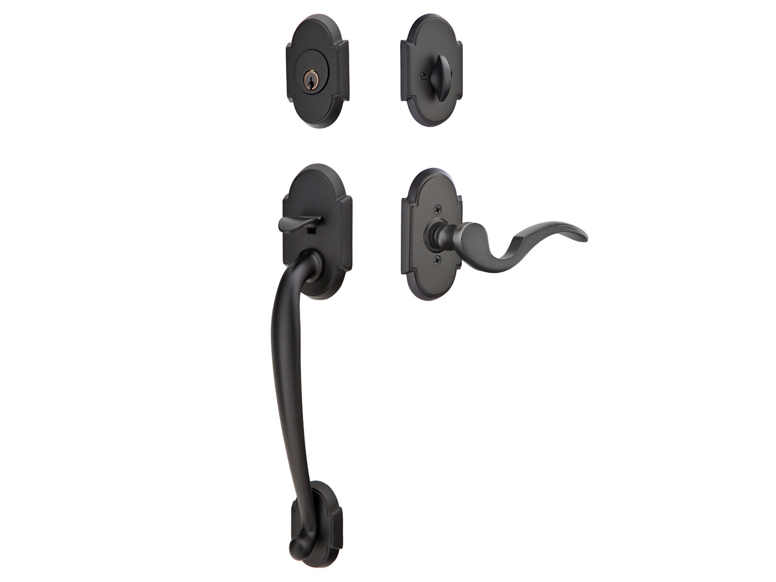 Emtek Nashville Tubular Entry Handleset Flat Black US19