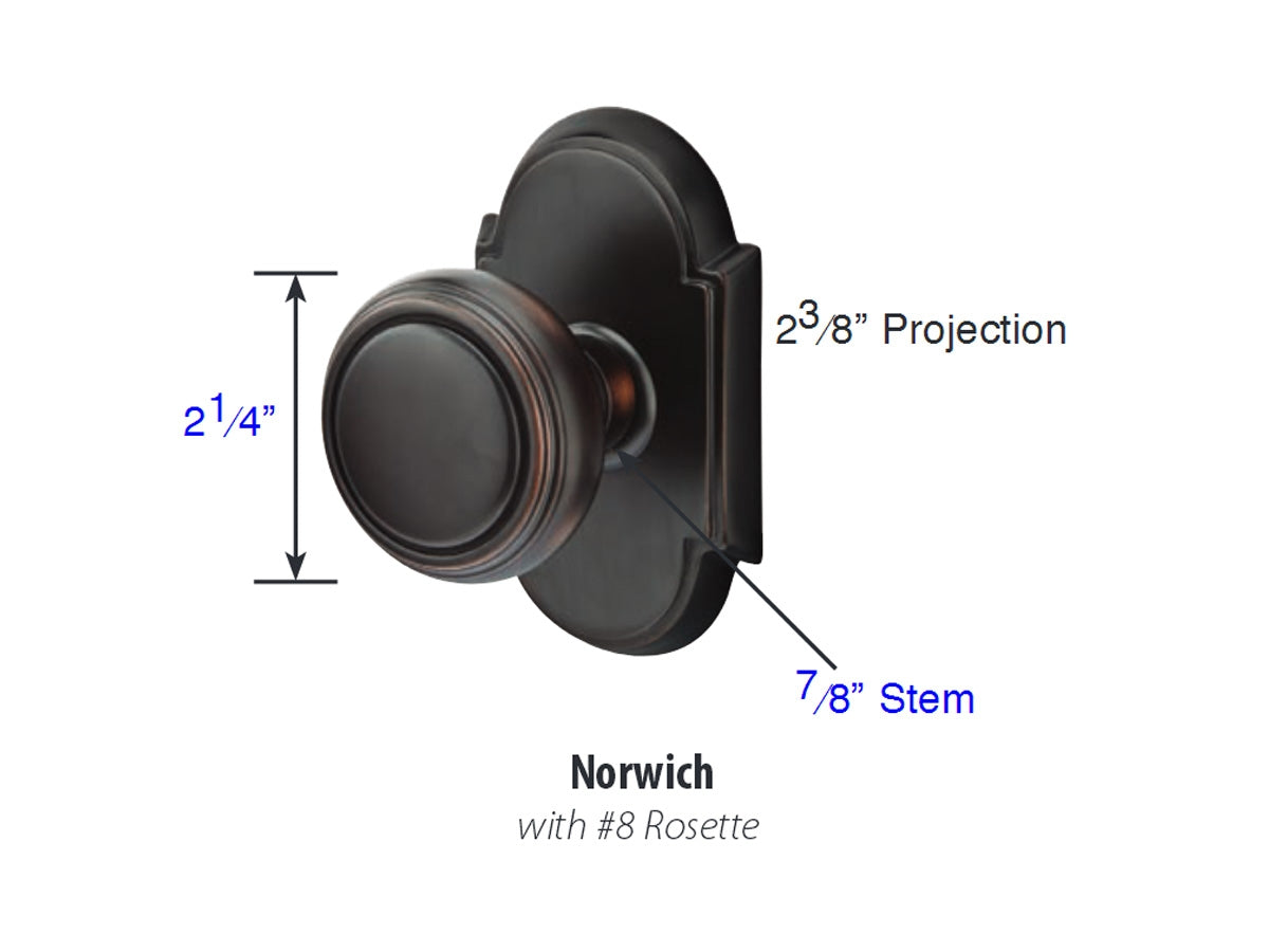 Emtek Norwich Brass Knob - Dimensions