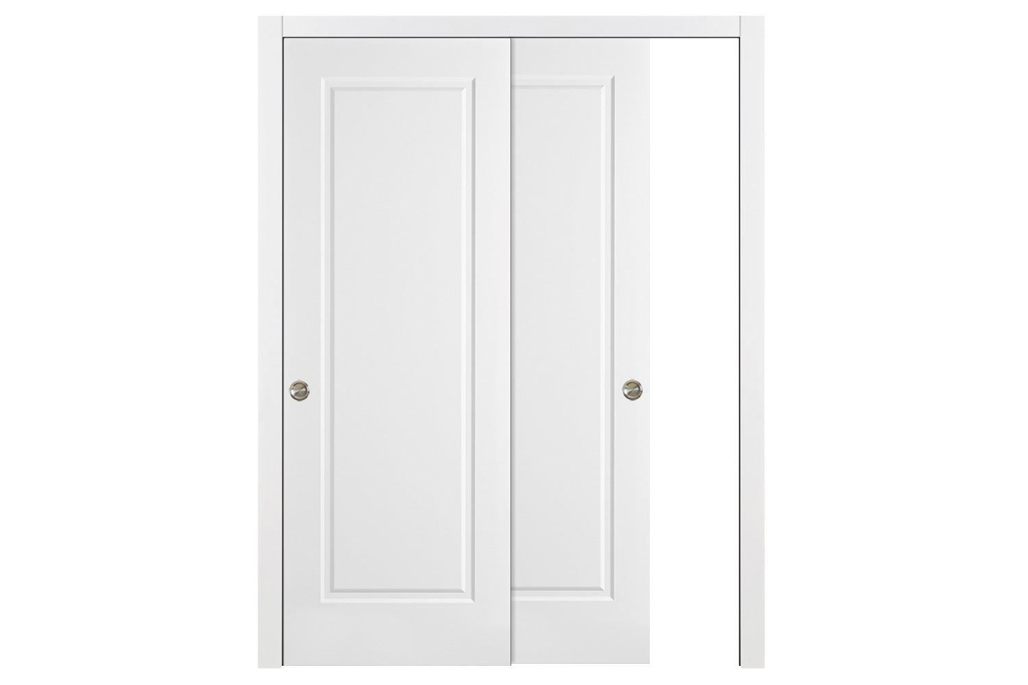 Nova 1 Panel Soft White Laminated Traditional Interior Door - Sliding Bypass