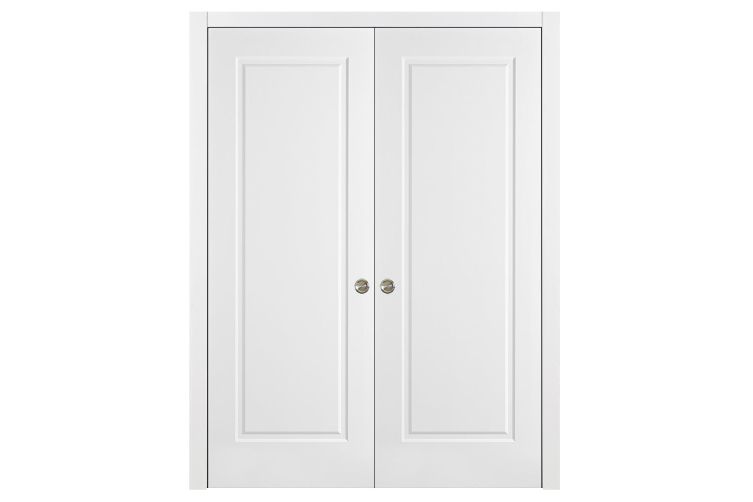 Nova 1 Panel Soft White Laminated Traditional Interior Door - Double Pocket