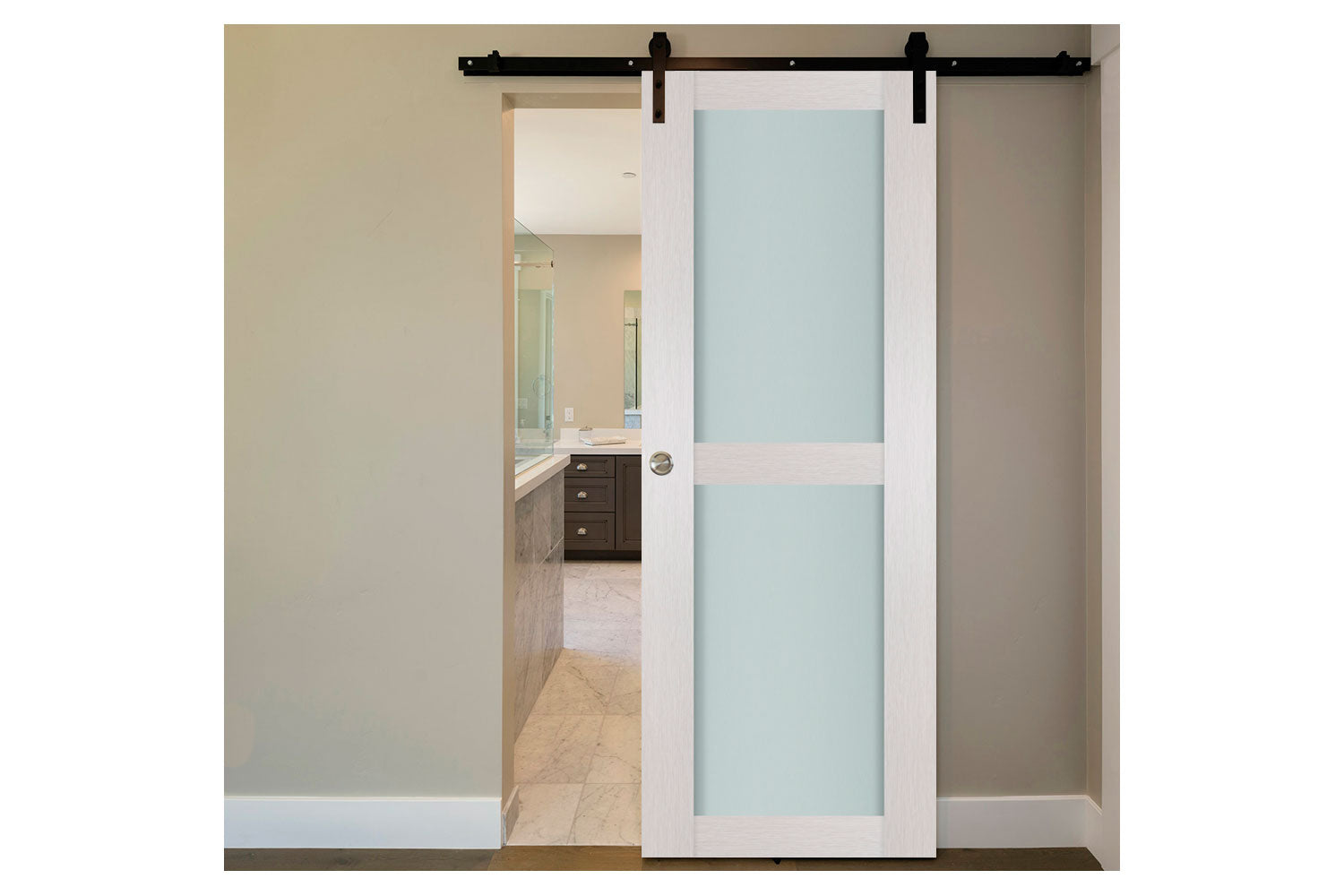 Nova 2 Lite White Wenge Wood Laminated Modern Interior Barn Door