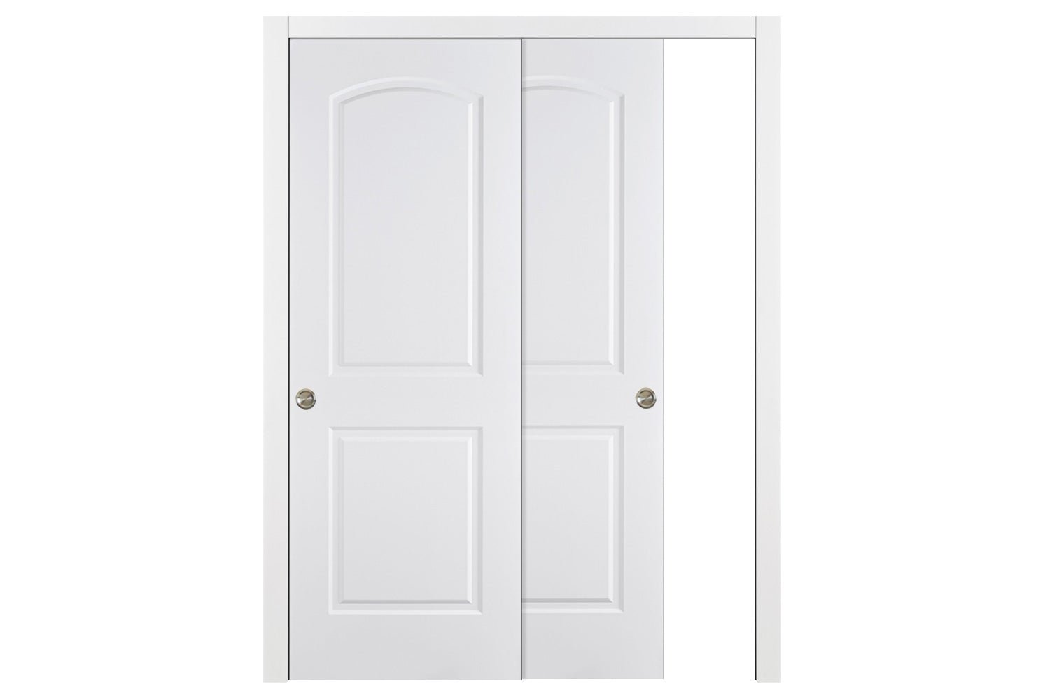 Nova 2 Panel Arched Soft White Laminated Traditional Interior Door - Sliding Bypass