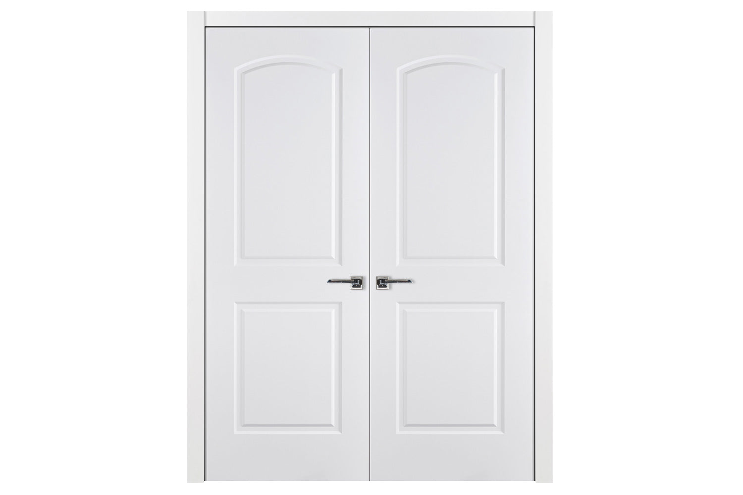 Nova 2 Panel Arched Soft White Laminated Traditional Interior Door - Double Door