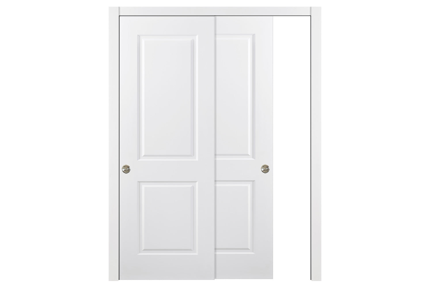 Nova 2 Panel Square Soft White Laminated Traditional interior Door - Sliding bypass