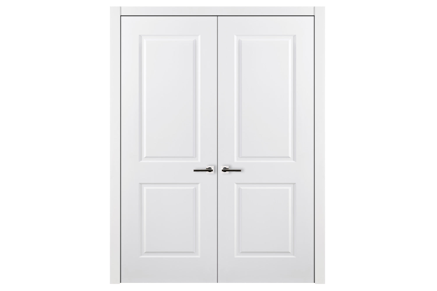 Nova 2 Panel Square Soft White Laminated Traditional interior Door - Double Door