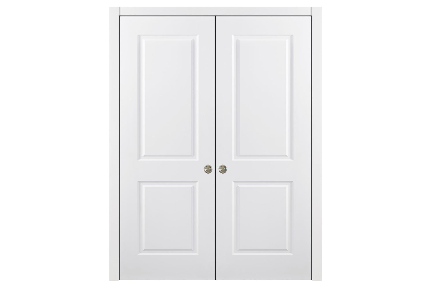 Nova 2 Panel Square Soft White Laminated Traditional interior Door - Double Pocket
