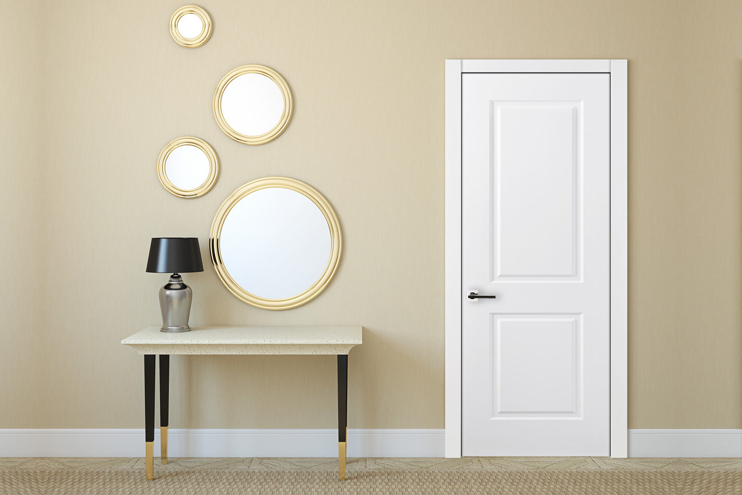 Nova 2 Panel Square Soft White Laminated Traditional interior Door