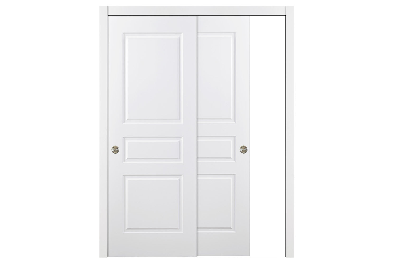 Nova 3 Panel Soft White Laminated Traditional interior Door - Sliding Bypass