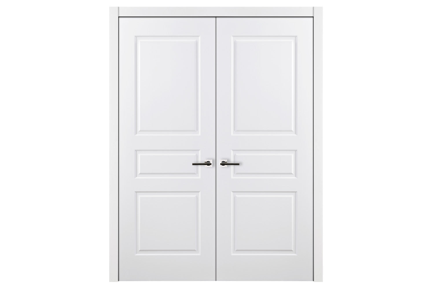 Nova 3 Panel Soft White Laminated Traditional interior Door - Double Door