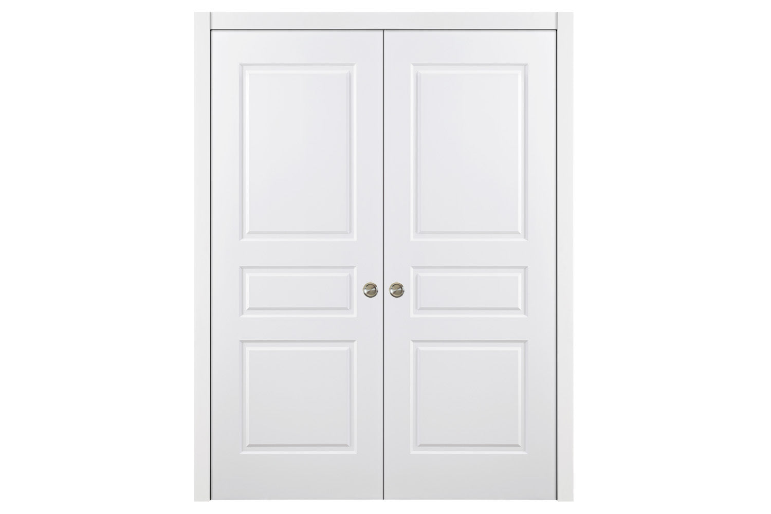 Nova 3 Panel Soft White Laminated Traditional interior Door - Double Pocket