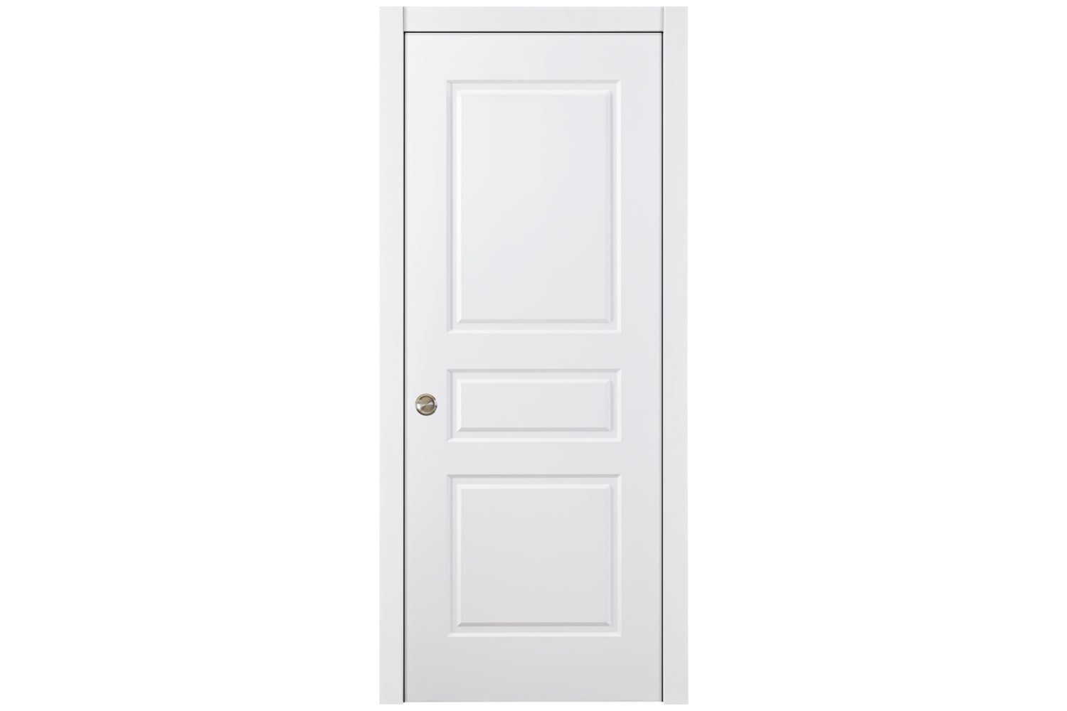 Nova 3 Panel Soft White Laminated Traditional interior Door - Single Pocket