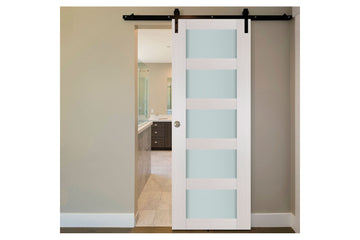 Nova 5 Lite White Wenge Wood Laminated Modern Interior Barn Door