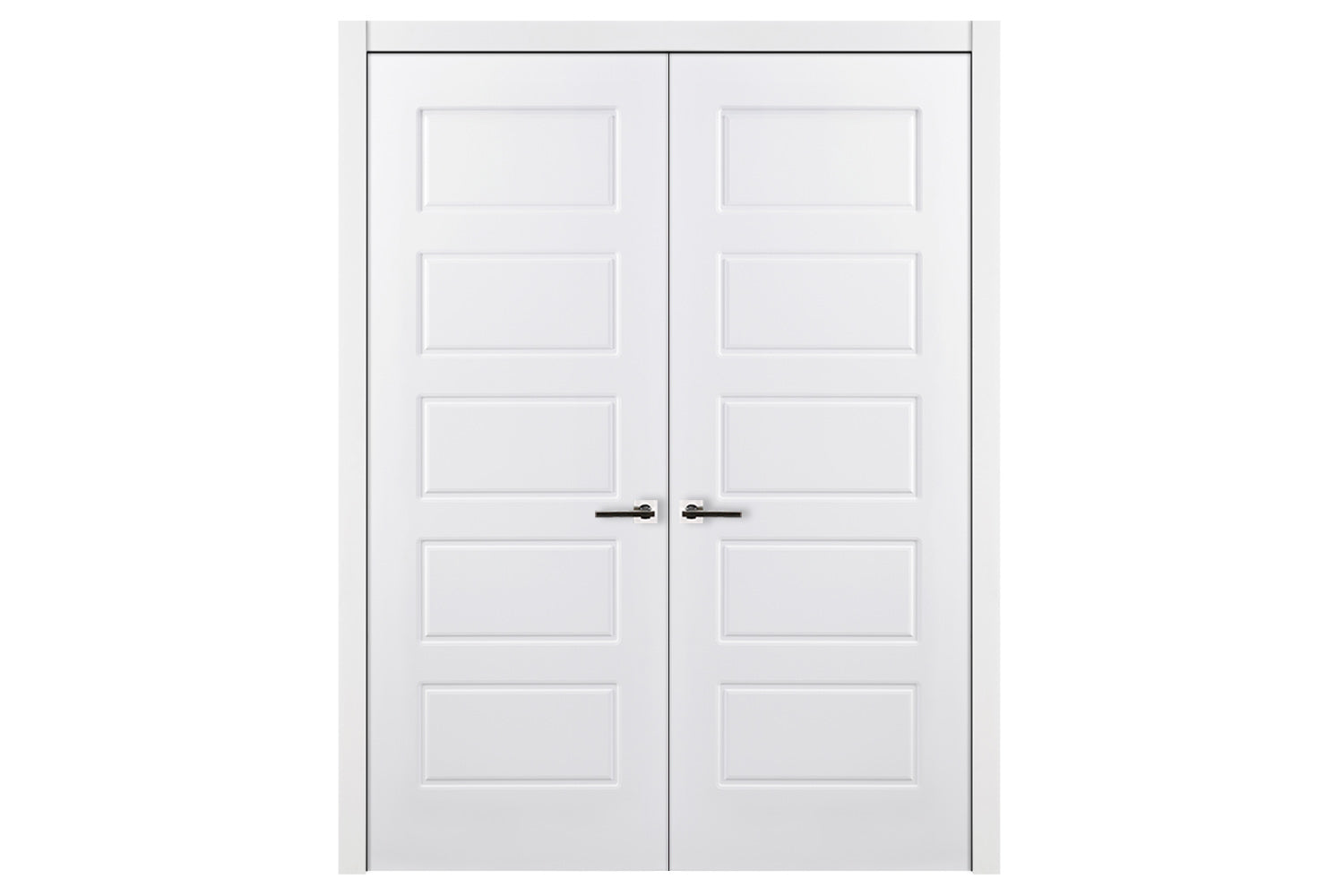 Nova 5 Panel Soft White Laminated Traditional interior Door - Double Door