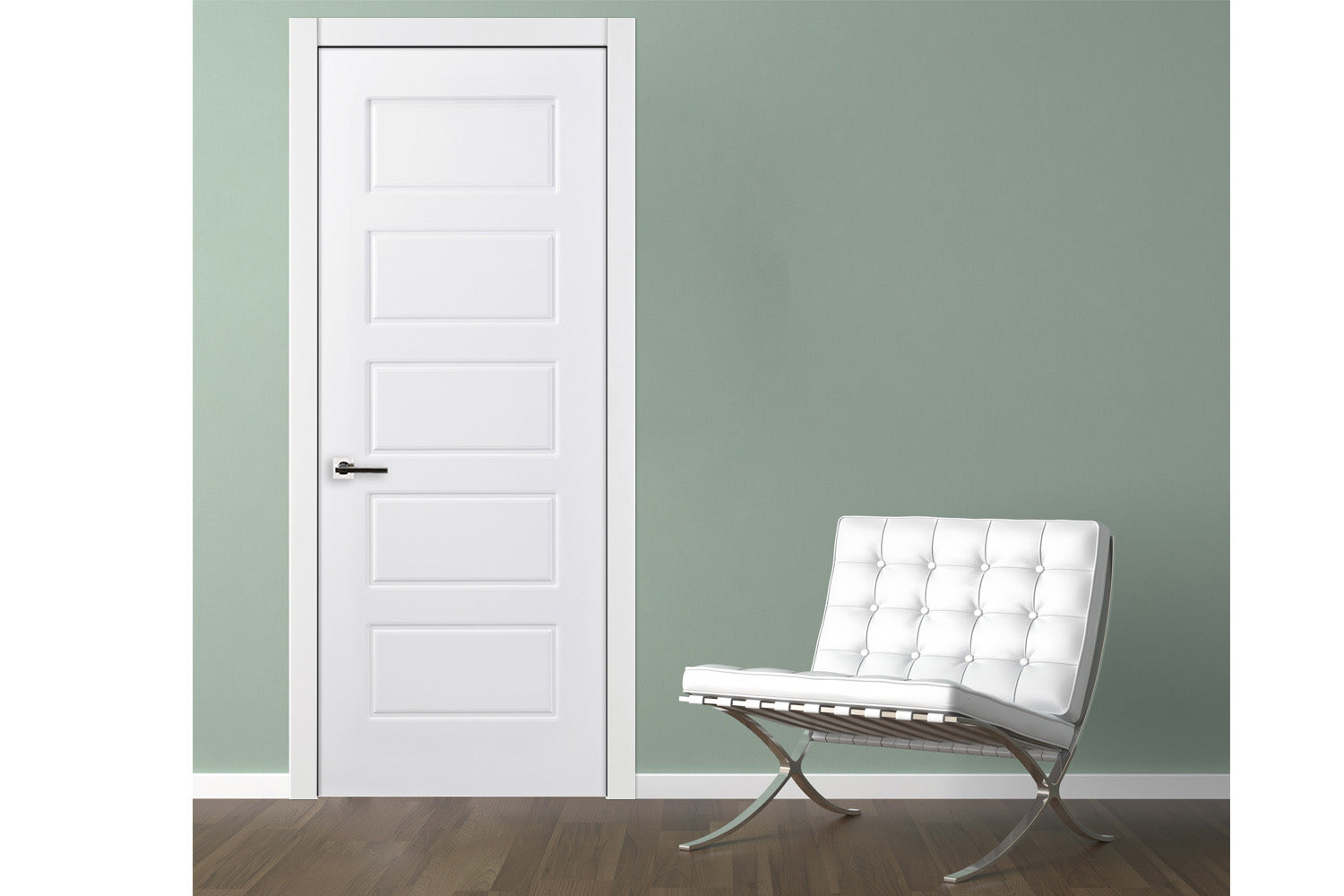 Nova 5 Panel Soft White Laminated Traditional interior Door