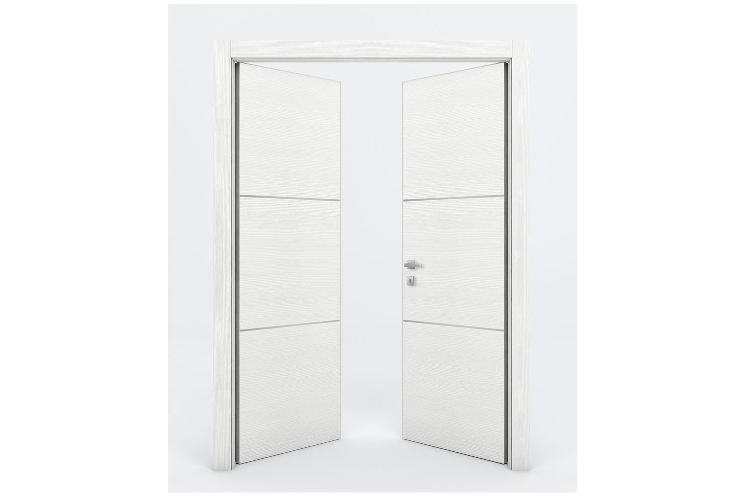Nova Braga 2H Bianco Matrix Laminated Modern Interior Door - Double Door