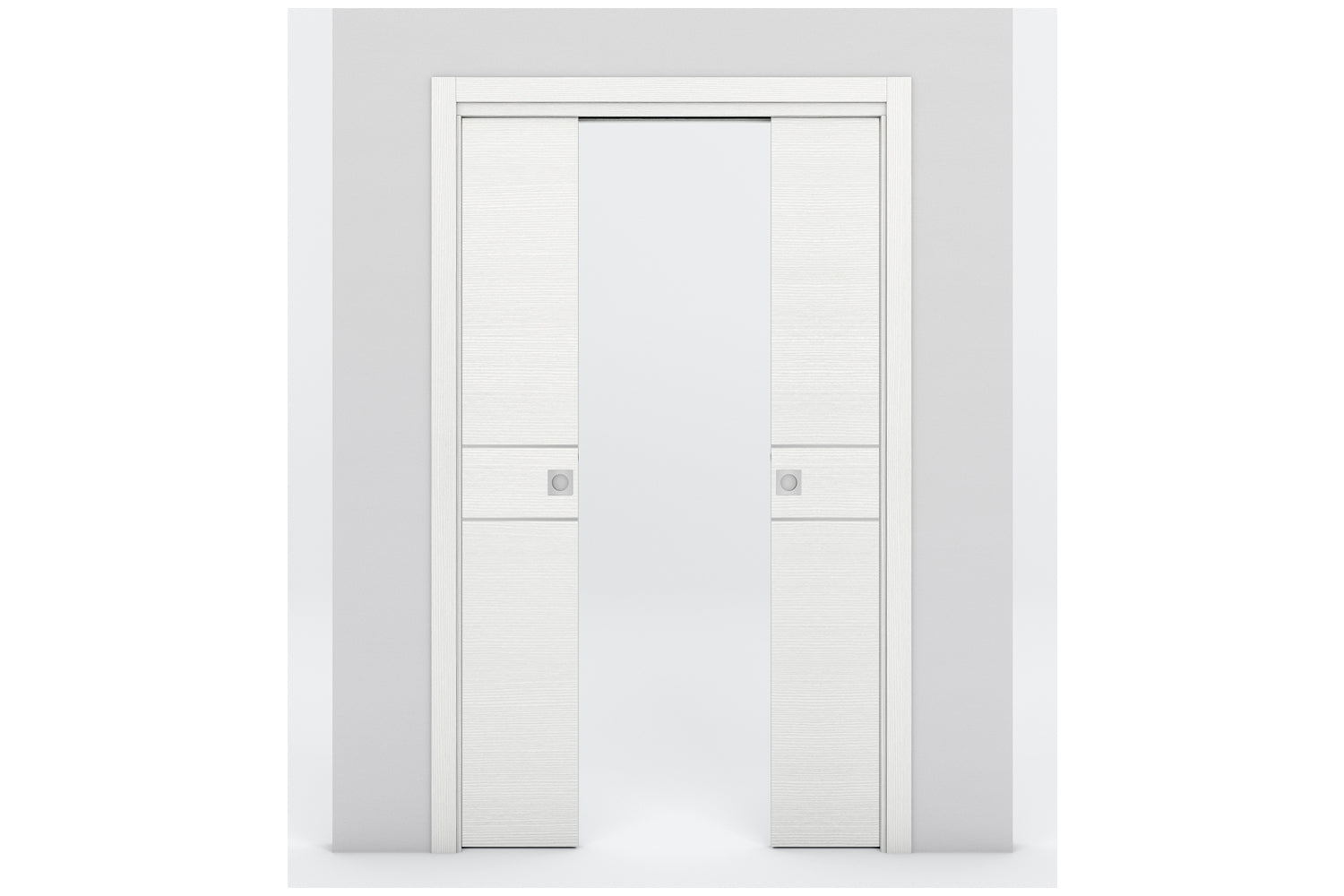 Nova Braga 2HC Bianco Matrix Laminated Modern Interior Door - Double Pocket