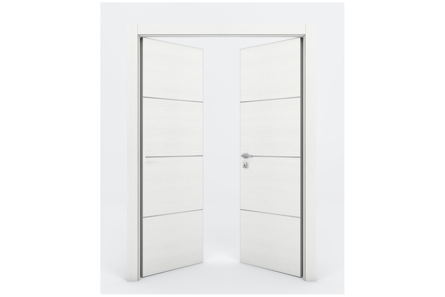 Nova Braga 3H Bianco Matrix Laminated Modern Interior Door - Double Door