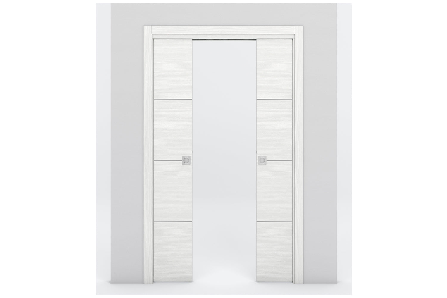 Nova Braga 3H Bianco Matrix Laminated Modern Interior Door - Double Pocket