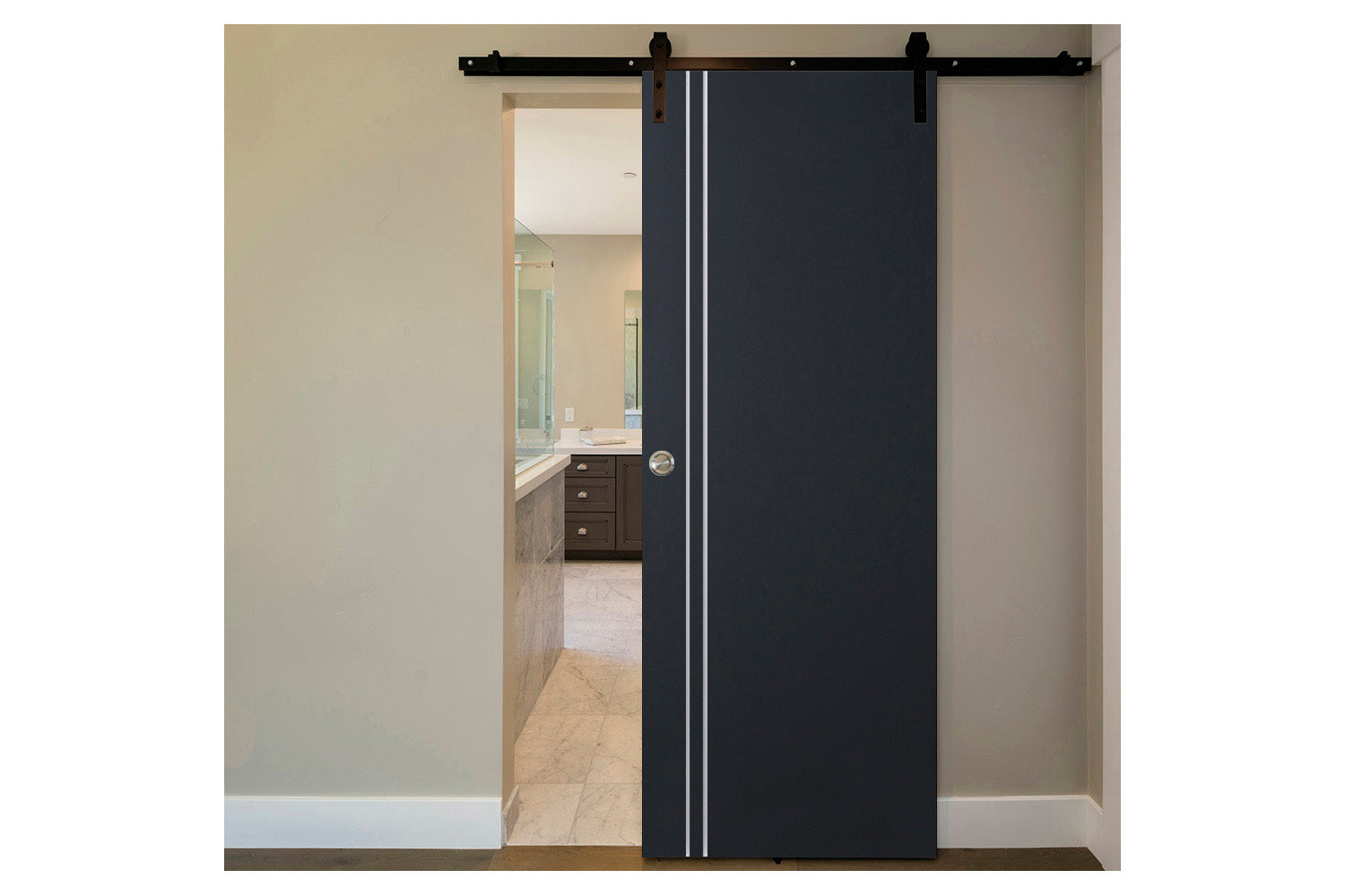 Nova Glam G-Pro 002 Soft Black Laminated Modern Interior Barn Door