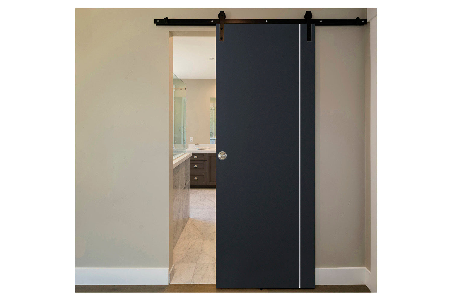 Nova Glam G-Pro 005 Soft Black Laminated Modern Interior Door - Barn Door