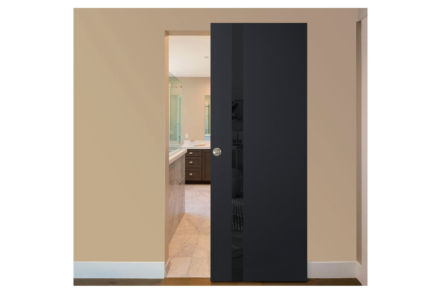 Nova Glam G-Pro 1G Soft Black Laminated Modern Interior Magic Sliding Door