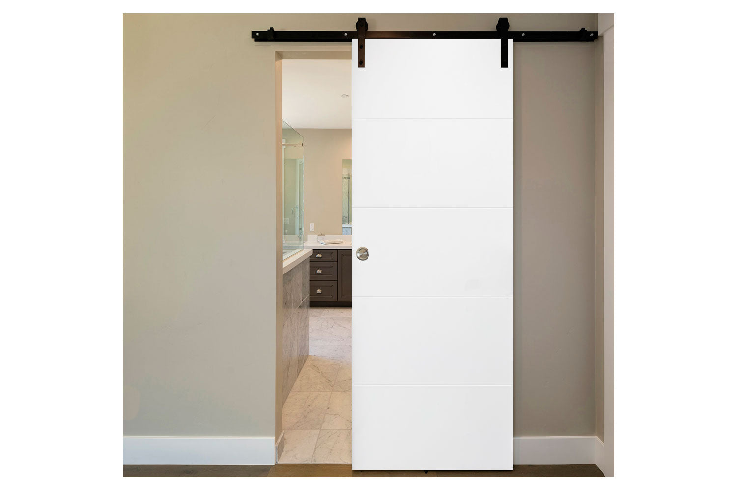 Nova Graffiti Soft White Laminated Modern Interior Barn Door