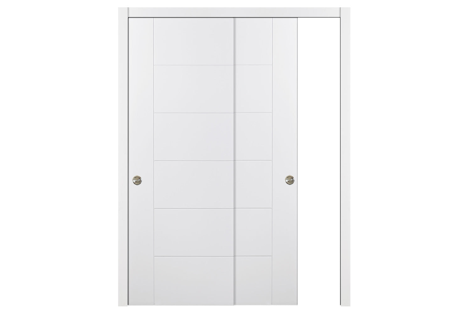 Nova Groove Soft White Laminated Traditional interior Door - Sliding Bypass