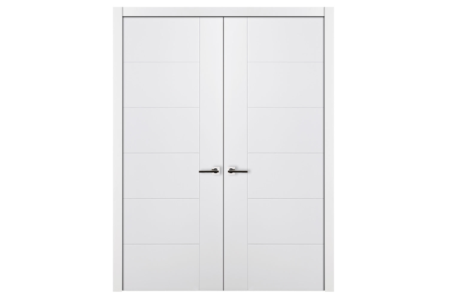 Nova Groove Soft White Laminated Traditional interior Door - Double Door