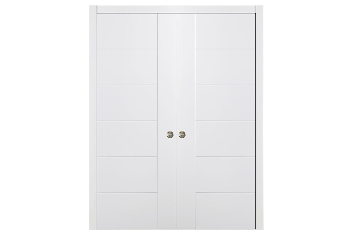 Nova Groove Soft White Laminated Traditional interior Door - Double Pocket