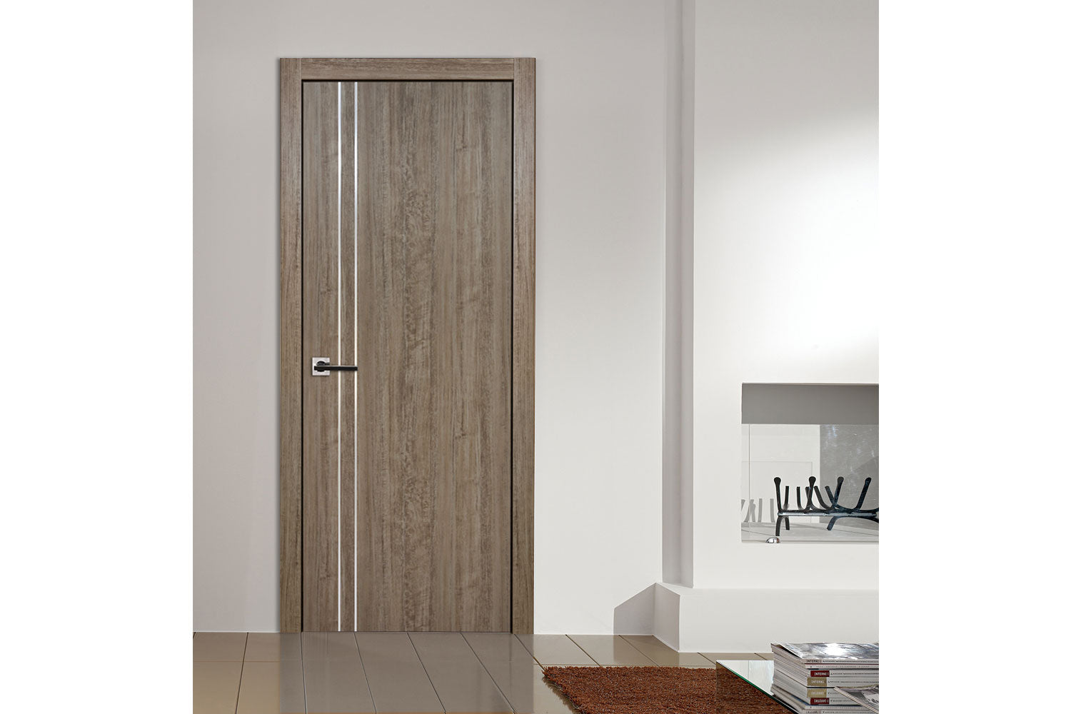 Nova HG002V Dark Aloe Wood Laminated Modern Interior Door