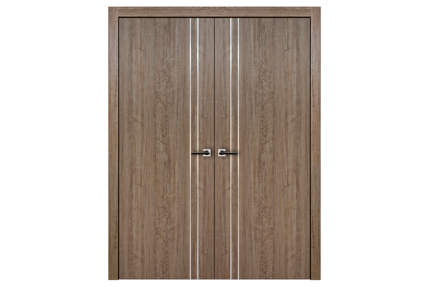 Nova HG002V Dark Aloe Wood Laminated Modern Interior Door - Double Door