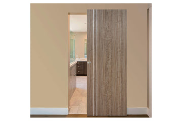 Nova HG-002V Dark Aloe Wood Laminated Modern Interior Magic Sliding Door