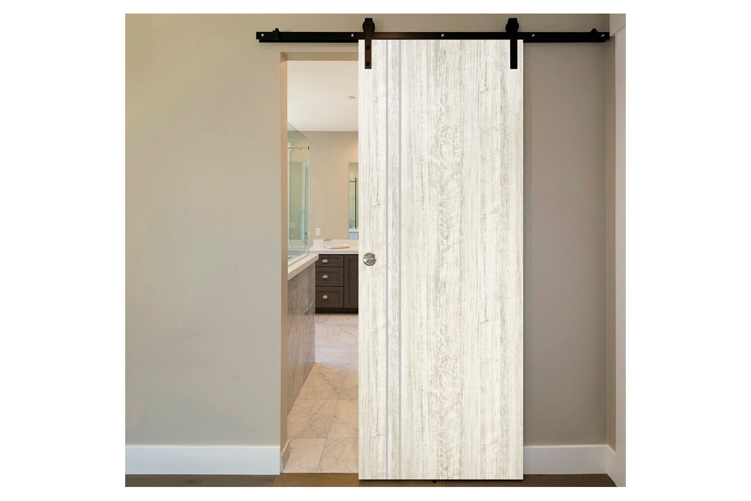 Nova HG-002V Light Aloe Wood Laminated Modern Interior Barn Door