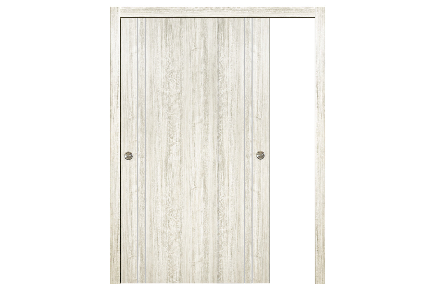 Nova HG-002V Light Aloe Wood Laminated Modern Interior Door - Sliding Bypass Door