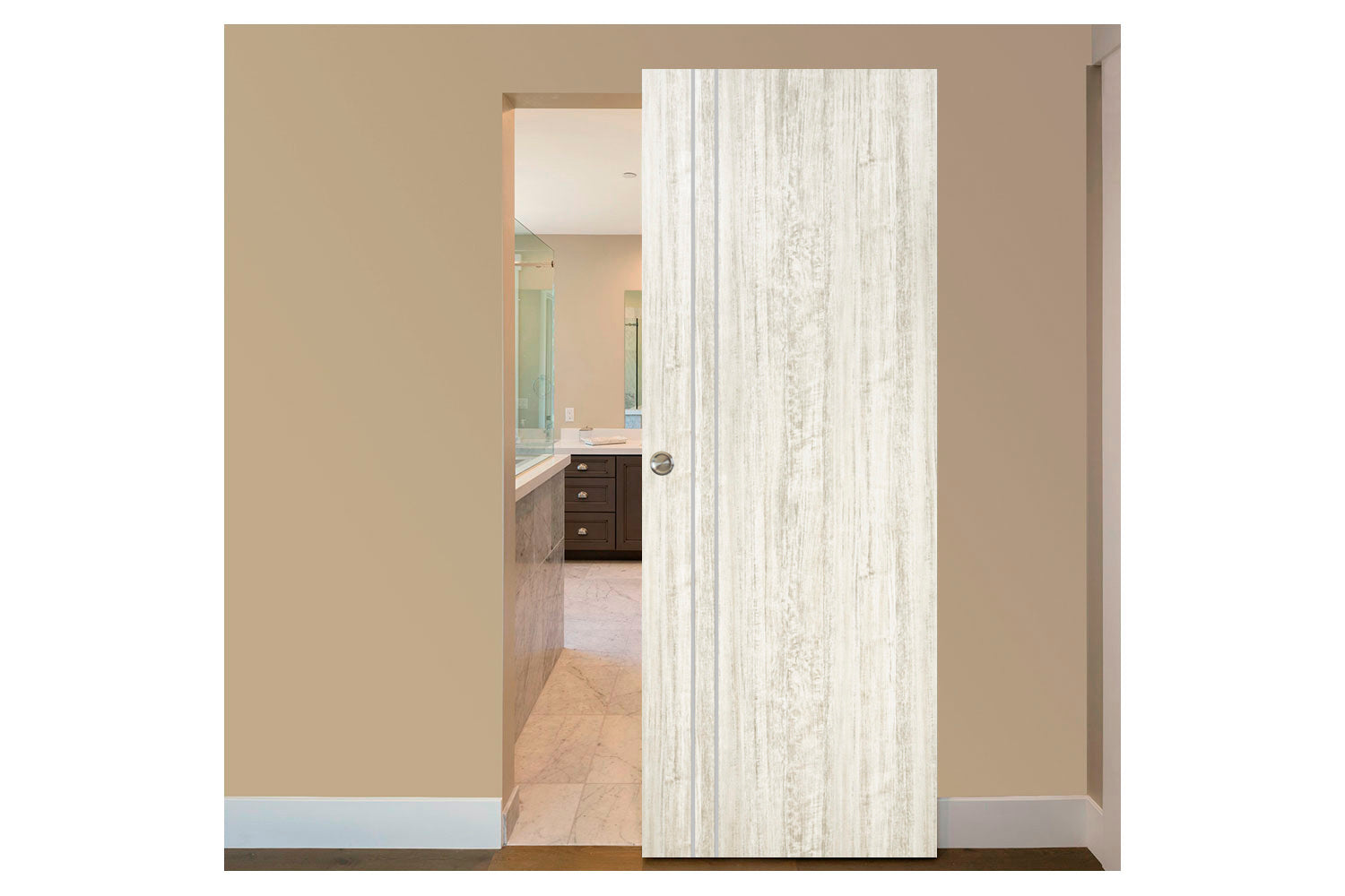 Nova HG-002V Light Aloe Wood Laminated Modern Interior Magic Sliding Door