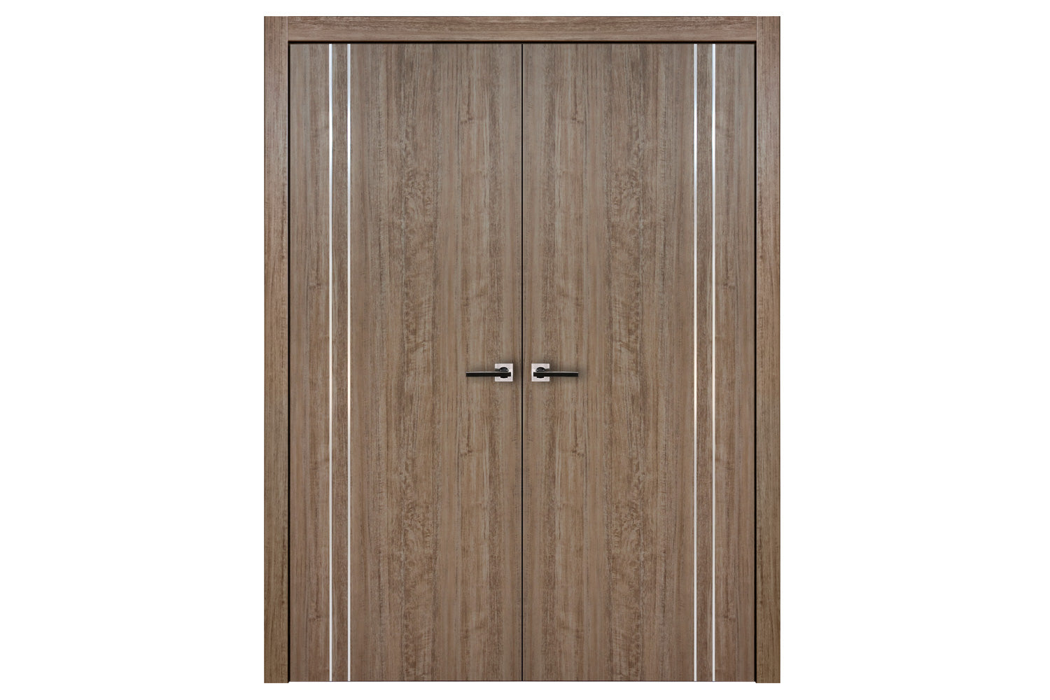 Nova HG-002VR Dark Aloe Wood Laminated Modern Interior Door - Double Door