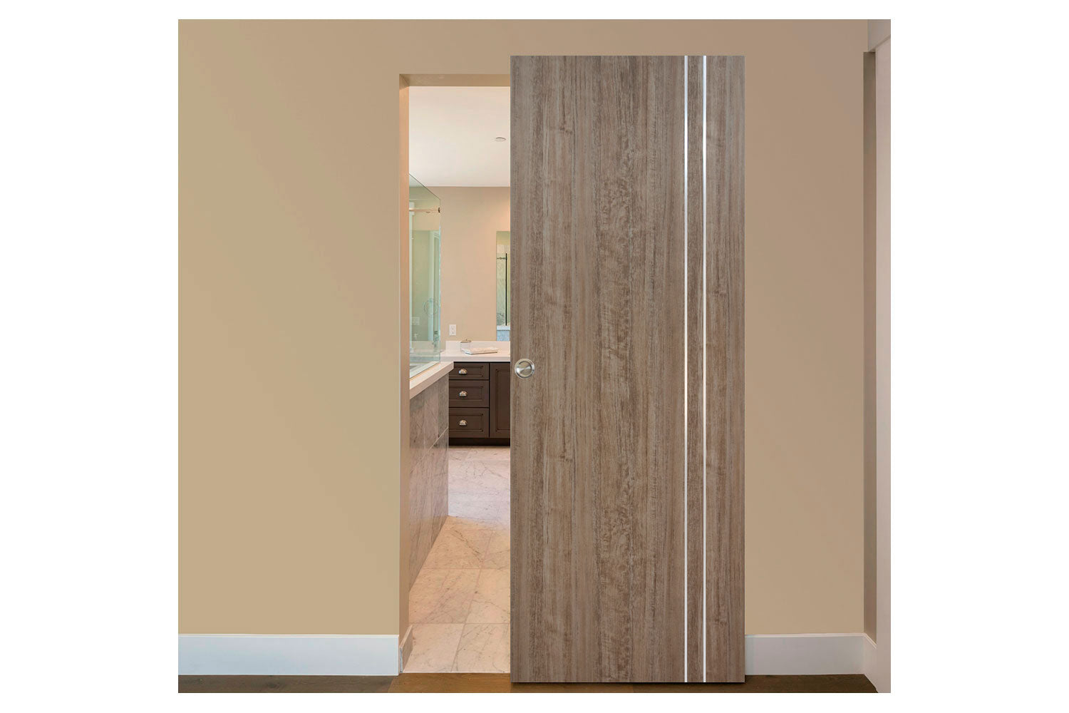 Nova HG-002VR Dark Aloe Wood Laminated Modern Interior Door - Magic Door