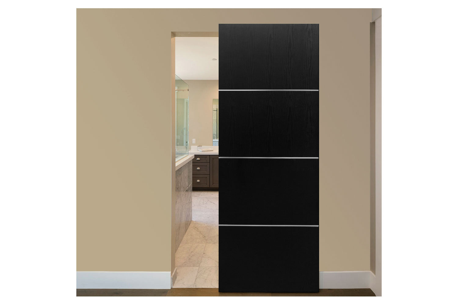 Nova HG-008 Black Ash Laminated Modern Interior Magic Sliding Door