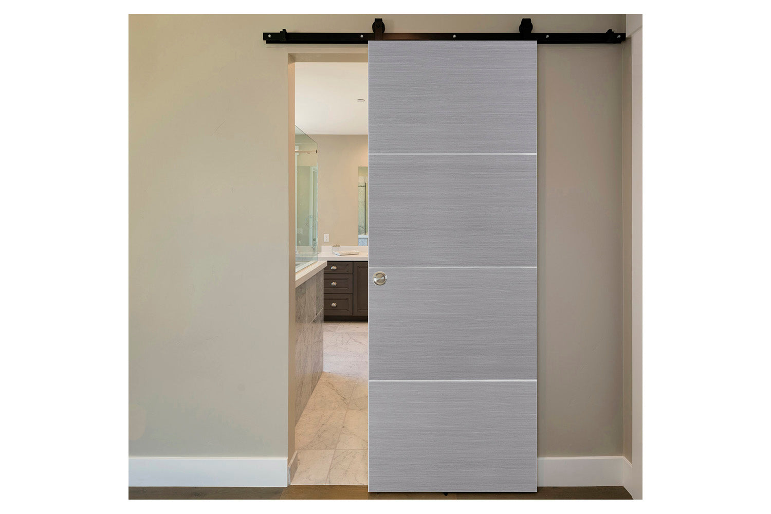 Nova HG-008 Silver Wood Laminated Modern Interior Barn Door