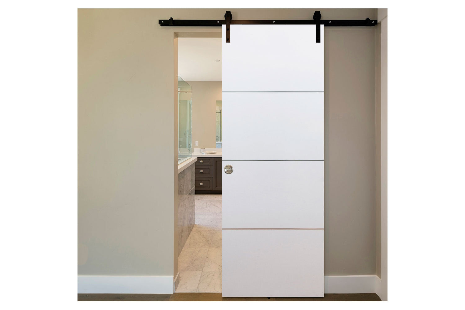 Nova HG-008 White Drawing Laminated Modern Interior Door - Barn Door