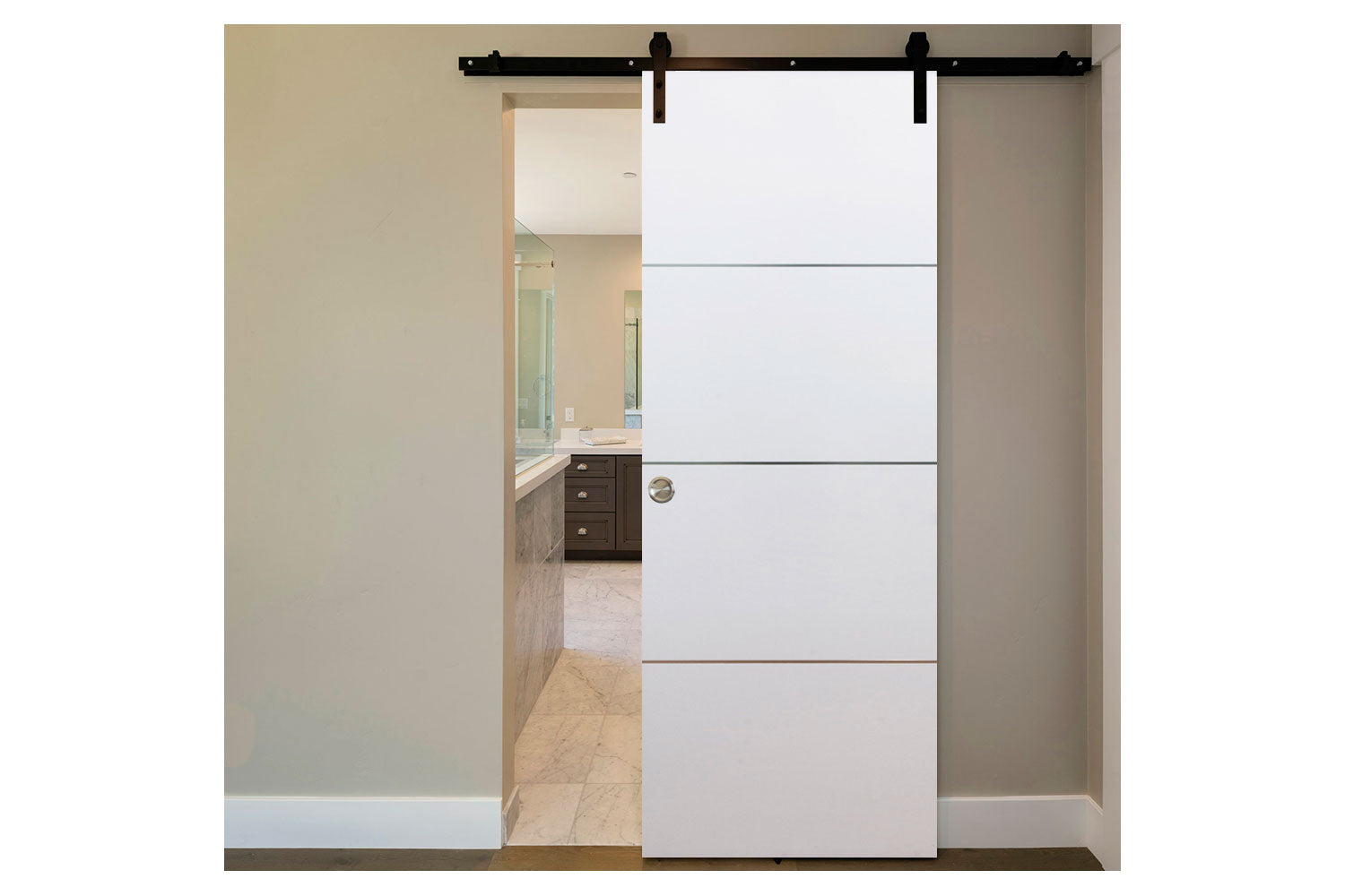 Nova HG-008 White Drawing Laminated Modern Interior Barn Door