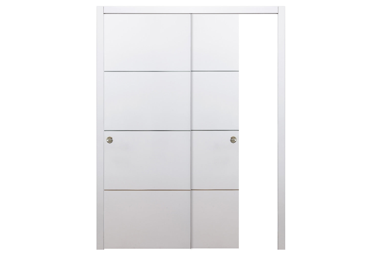 Nova HG-008 White Drawing Laminated Modern Interior Door - Sliding Bypass Door