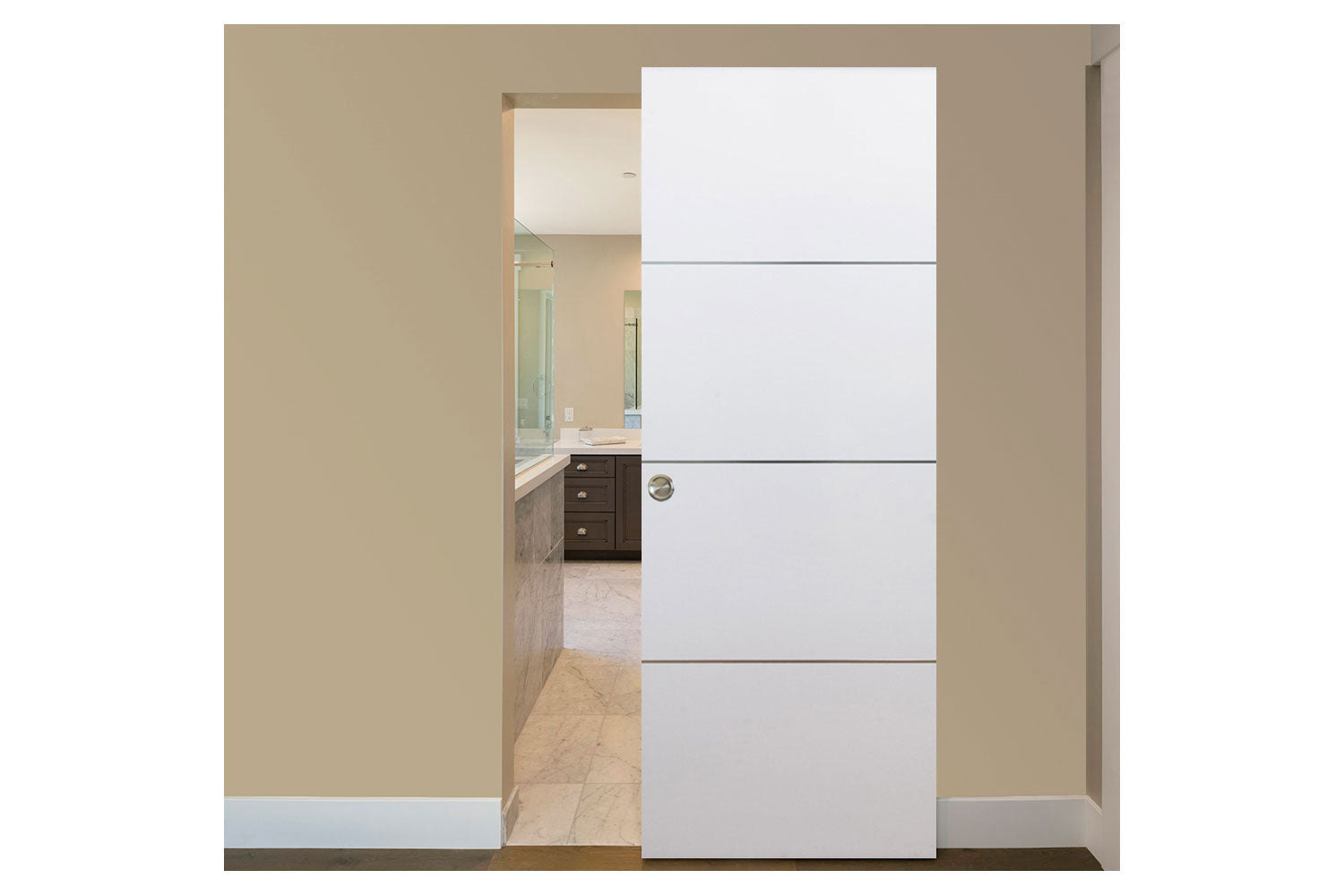 Nova HG-008 White Drawing Laminated Modern Interior Magic Sliding Door