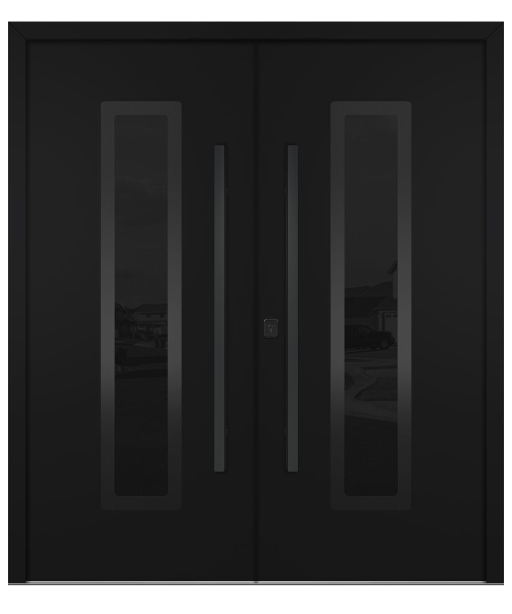 Nova Inox S1 Black Modern Exterior Double Door with Black Stainless Steel