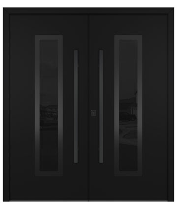 Nova Inox S1 Black Modern Exterior Double Door with Black Stainless Steel