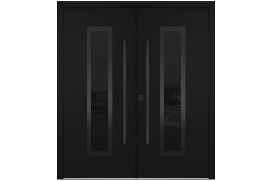 Nova Inox S1 Black Modern Exterior Double Door with Black Stainless Steel