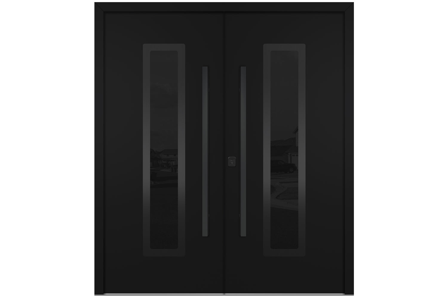 Nova Inox S1 Black Modern Exterior Double Door with Black Stainless Steel