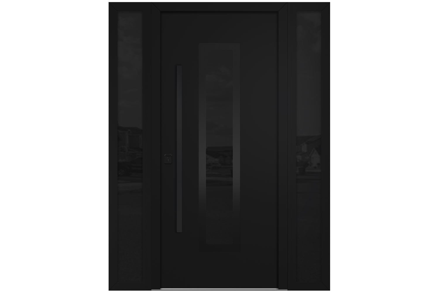 Nova Inox S1 Black Modern Exterior Door with Black Stainless Steel - with Double Sidelight