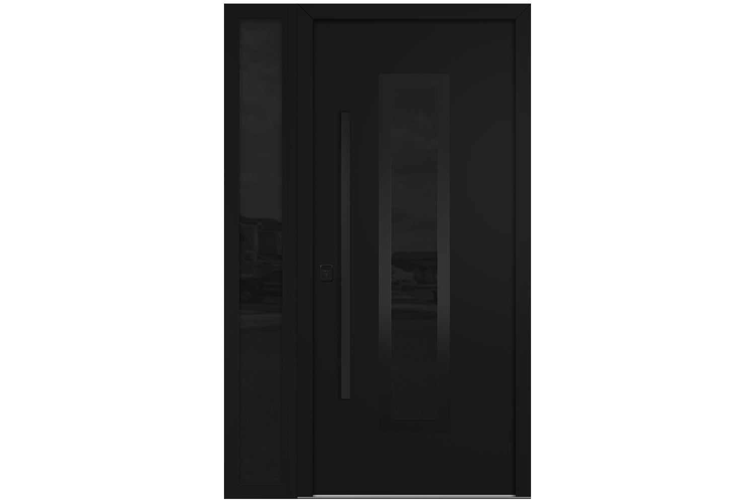 Nova Inox S1 Black Modern Exterior Door with Black Stainless Steel - with Left Sidelight